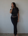 True Black drawstring bamboo maxi lounge skirt