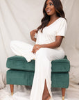 Soft Ivory drawstring wide-leg trousers