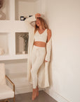 Soft Ivory cuffed drawstring trousers