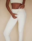 Soft Ivory cuffed drawstring trousers