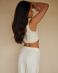 Soft Ivory cuffed drawstring trousers