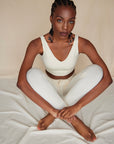 Soft Ivory cuffed drawstring trousers