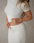 Soft Ivory drawstring bamboo maxi lounge skirt