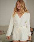 Soft Ivory Bamboo Rib Shirt Style Top