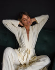 Soft Ivory Long Belted Robe