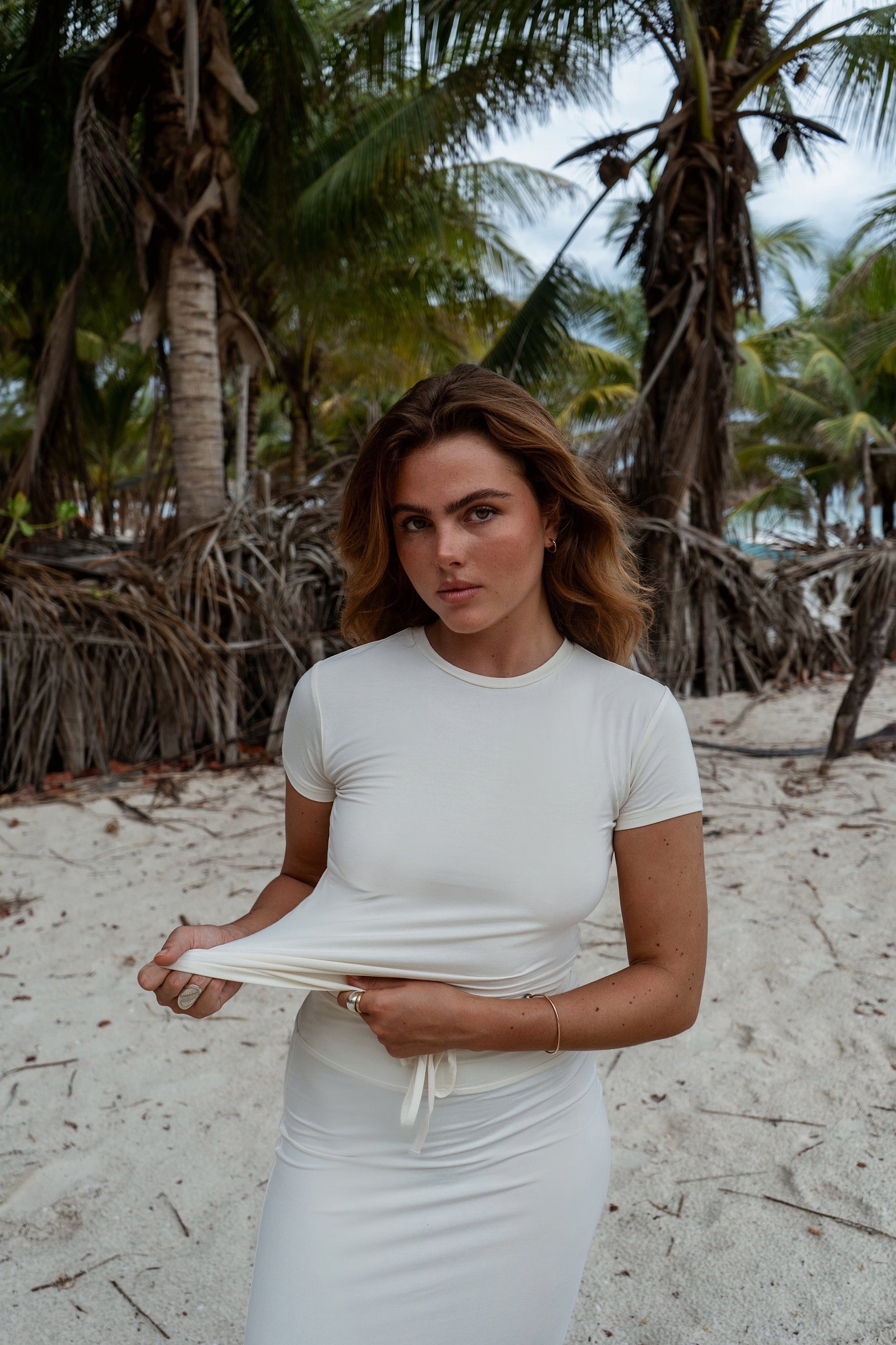 Soft Ivory Sculpt round neck t-shirt