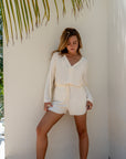 Soft Ivory Bamboo Rib Shirt Style Top