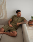 SD MAN Olive Green t-shirt and short bamboo set