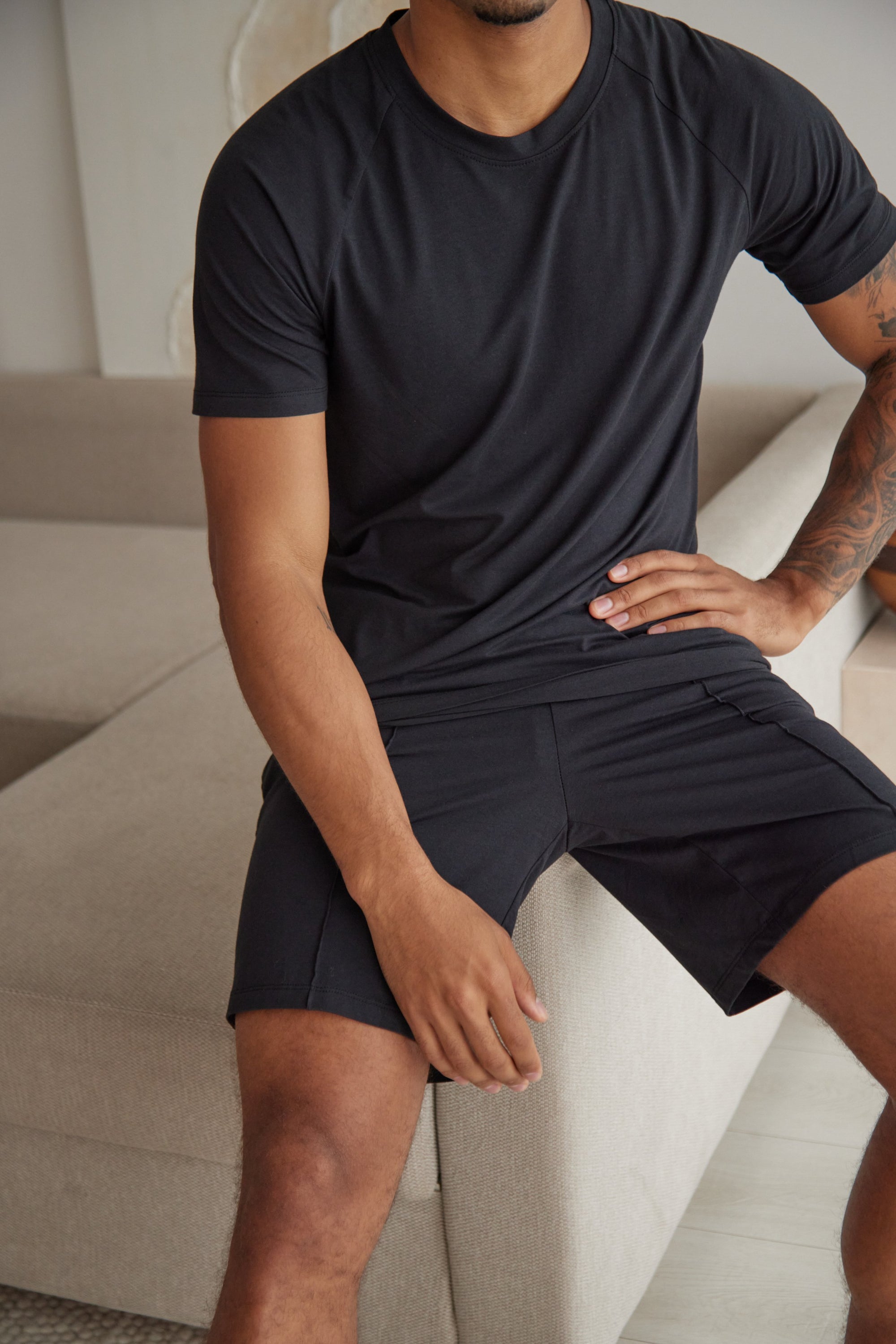 SD MAN True Black t-shirt and short bamboo set