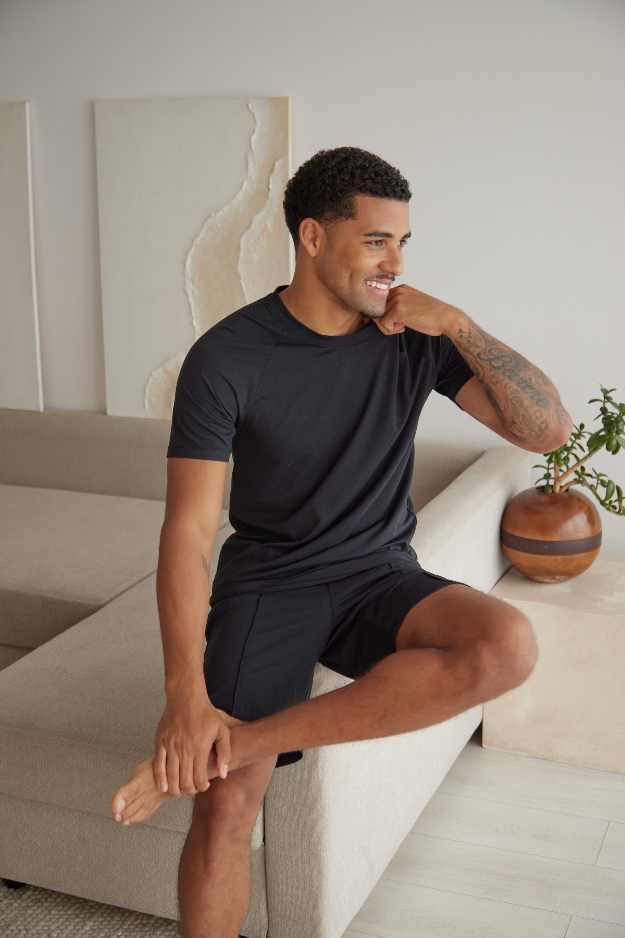 SD MAN True Black t-shirt and short bamboo set