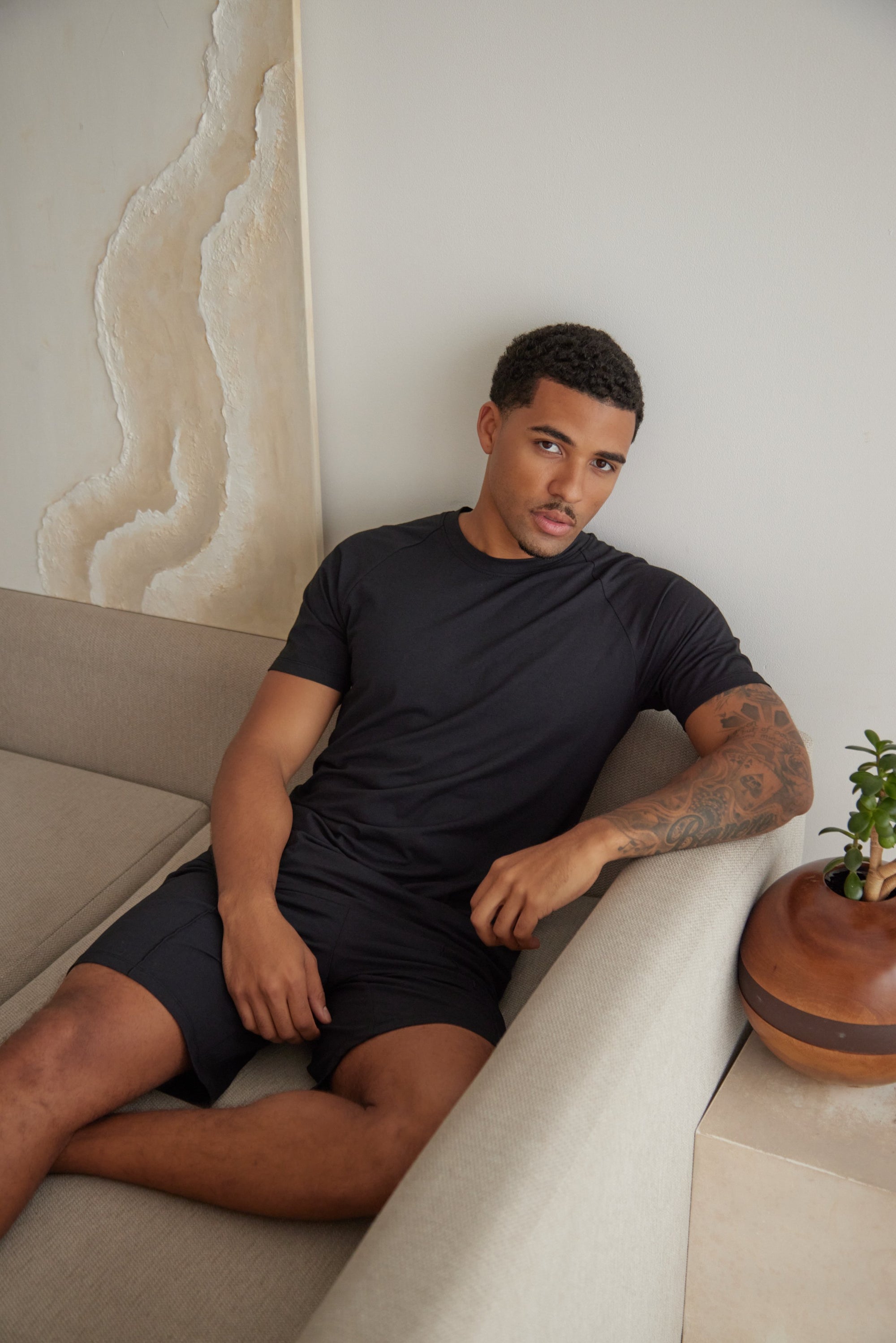 SD MAN True Black t-shirt and short bamboo set