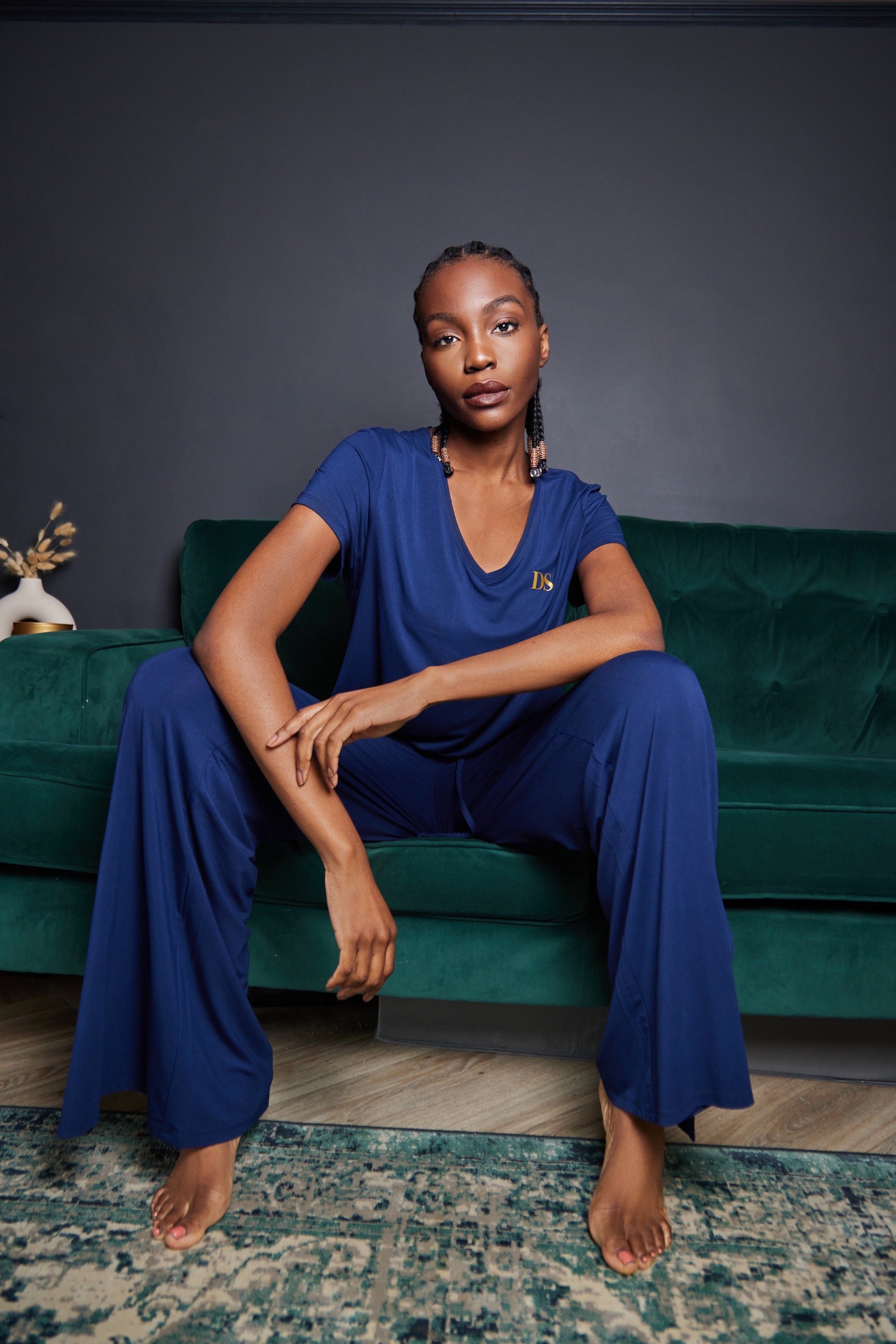 LIMITED EDITION CLASSIC CUT Midnight Navy drawstring wide-leg trousers