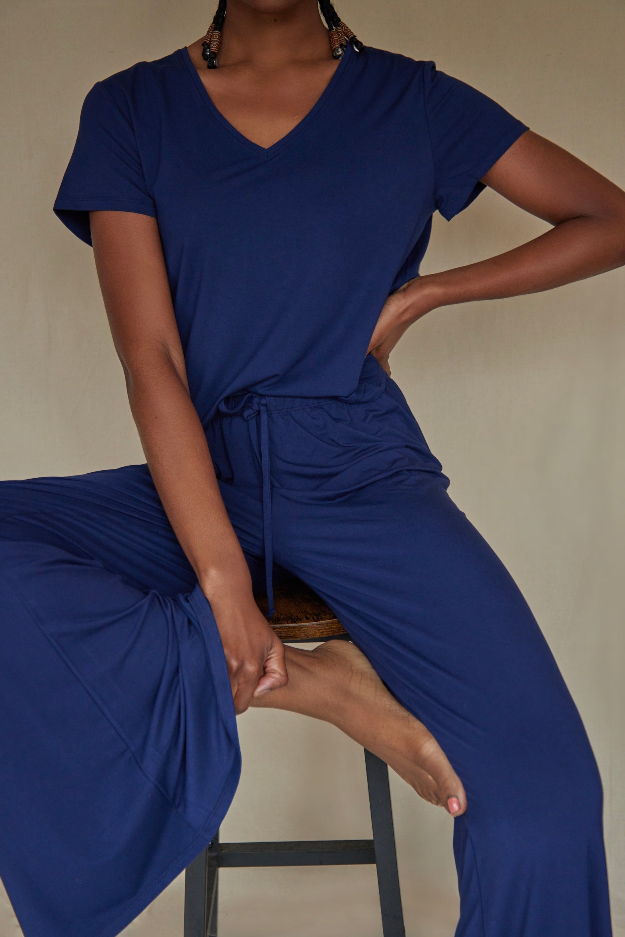 LIMITED EDITION CLASSIC CUT Midnight Navy drawstring wide-leg trousers