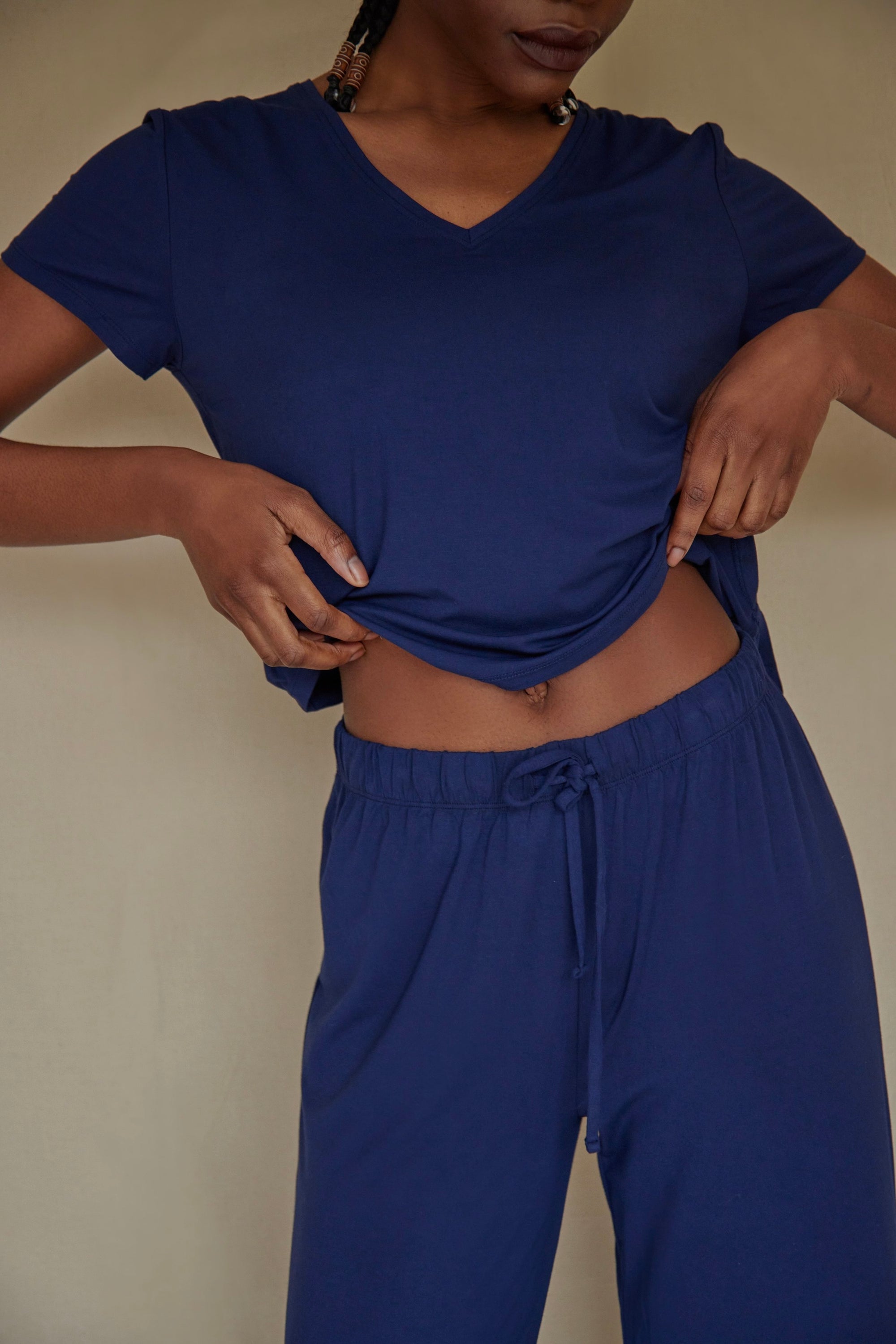 LIMITED EDITION CLASSIC CUT Midnight Navy drawstring wide-leg trousers