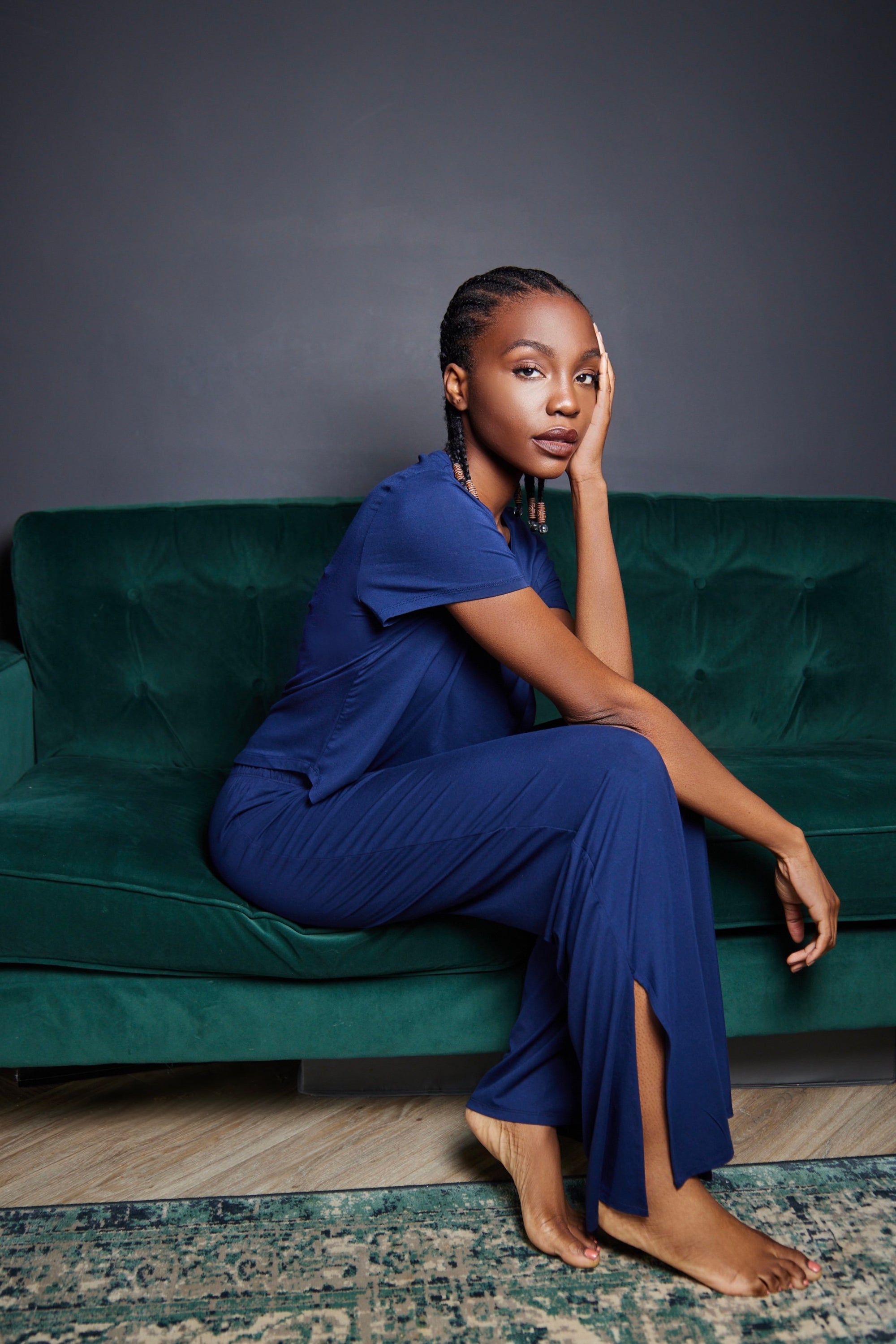 LIMITED EDITION CLASSIC CUT Midnight Navy drawstring wide-leg trousers