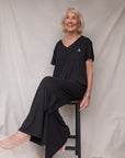 True Black drawstring wide-leg trousers