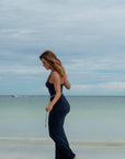Deep Navy Bamboo Rib Maxi Lounge Dress
