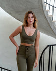 LIMITED EDITION Olive Green cuffed drawstring trousers