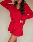 LIMITED EDITION Royal Ruby long sleeve t-shirt and ruffle shorts set