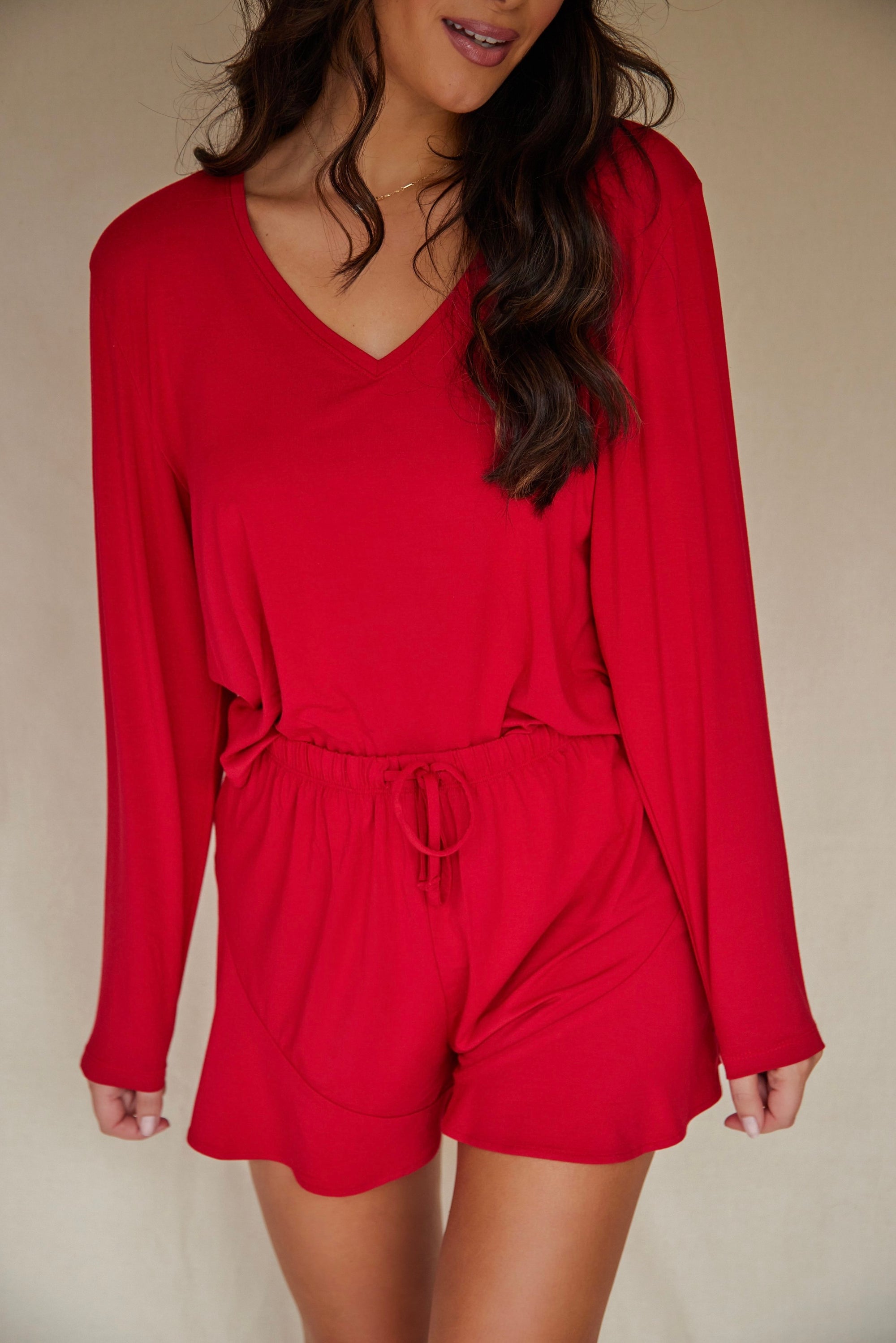 LIMITED EDITION Royal Ruby long sleeve t-shirt and ruffle shorts set