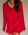 LIMITED EDITION Royal Ruby long sleeve t-shirt and ruffle shorts set