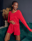 LIMITED EDITION Royal Ruby long sleeve t-shirt and ruffle shorts set