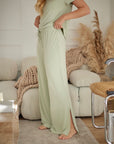 LIMITED EDITION Pistachio Cream drawstring wide-leg trousers