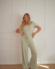 LIMITED EDITION Pistachio Cream drawstring wide-leg trousers