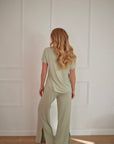 LIMITED EDITION Pistachio Cream drawstring wide-leg trousers