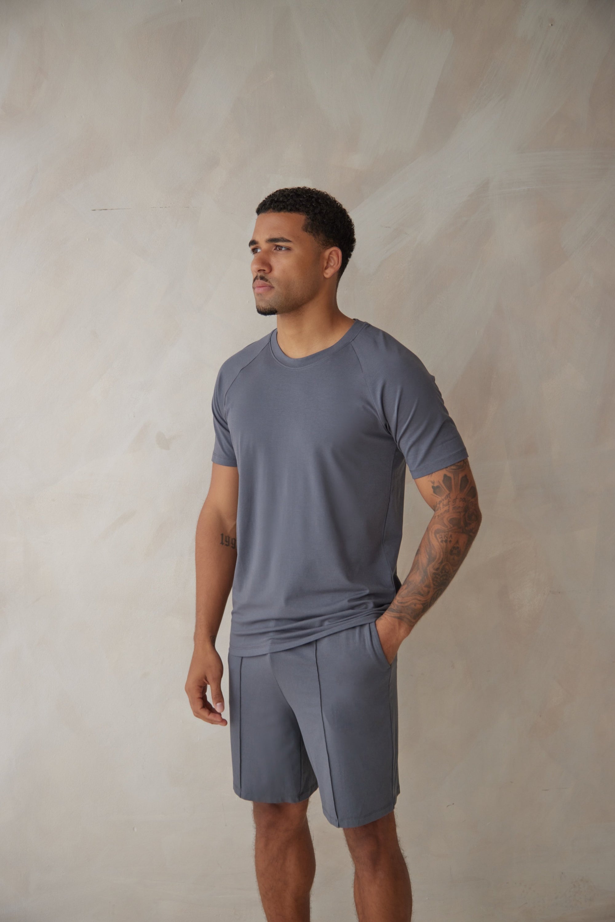 SD MAN Charcoal Grey t-shirt and short bamboo set