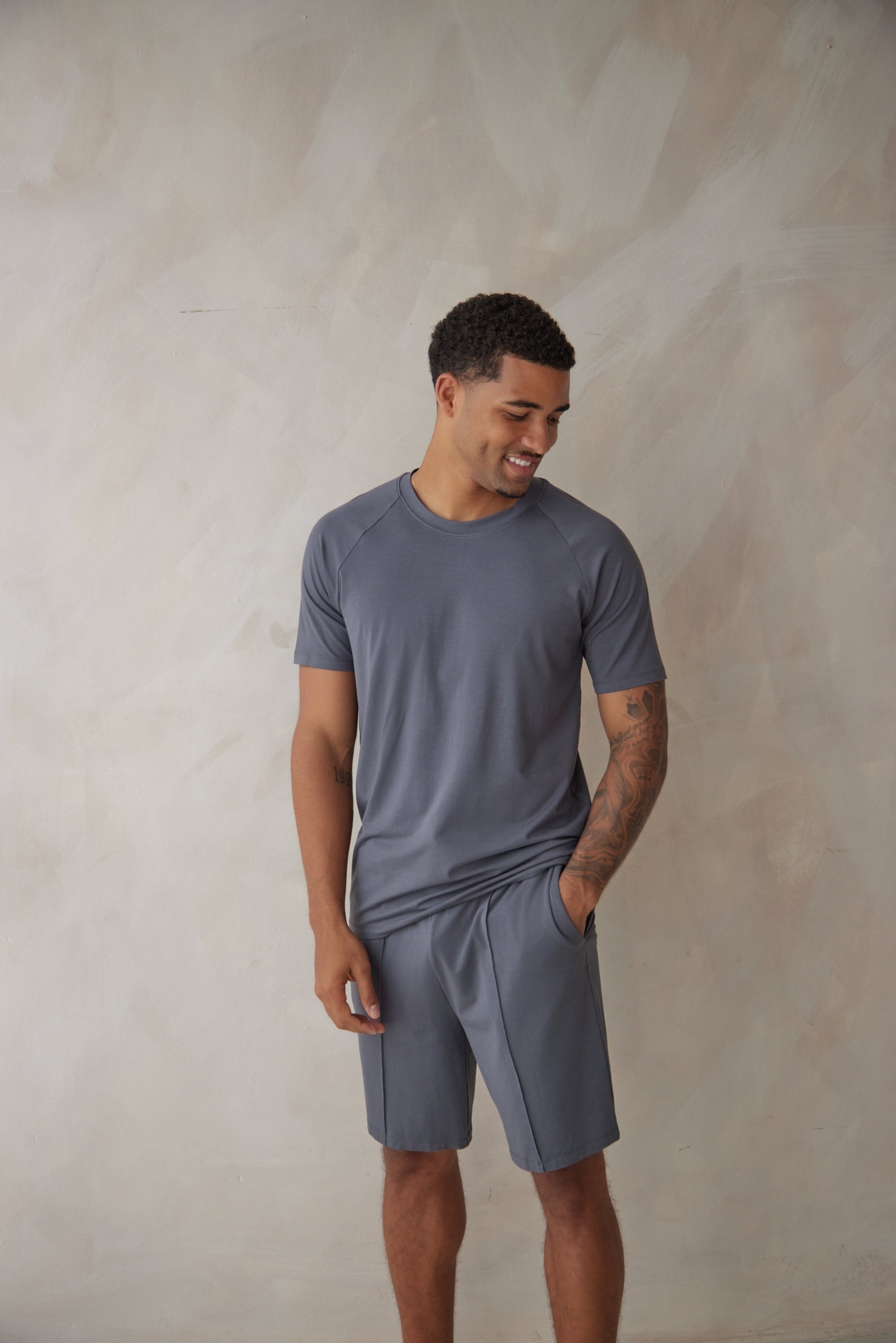 SD MAN Charcoal Grey t-shirt and short bamboo set