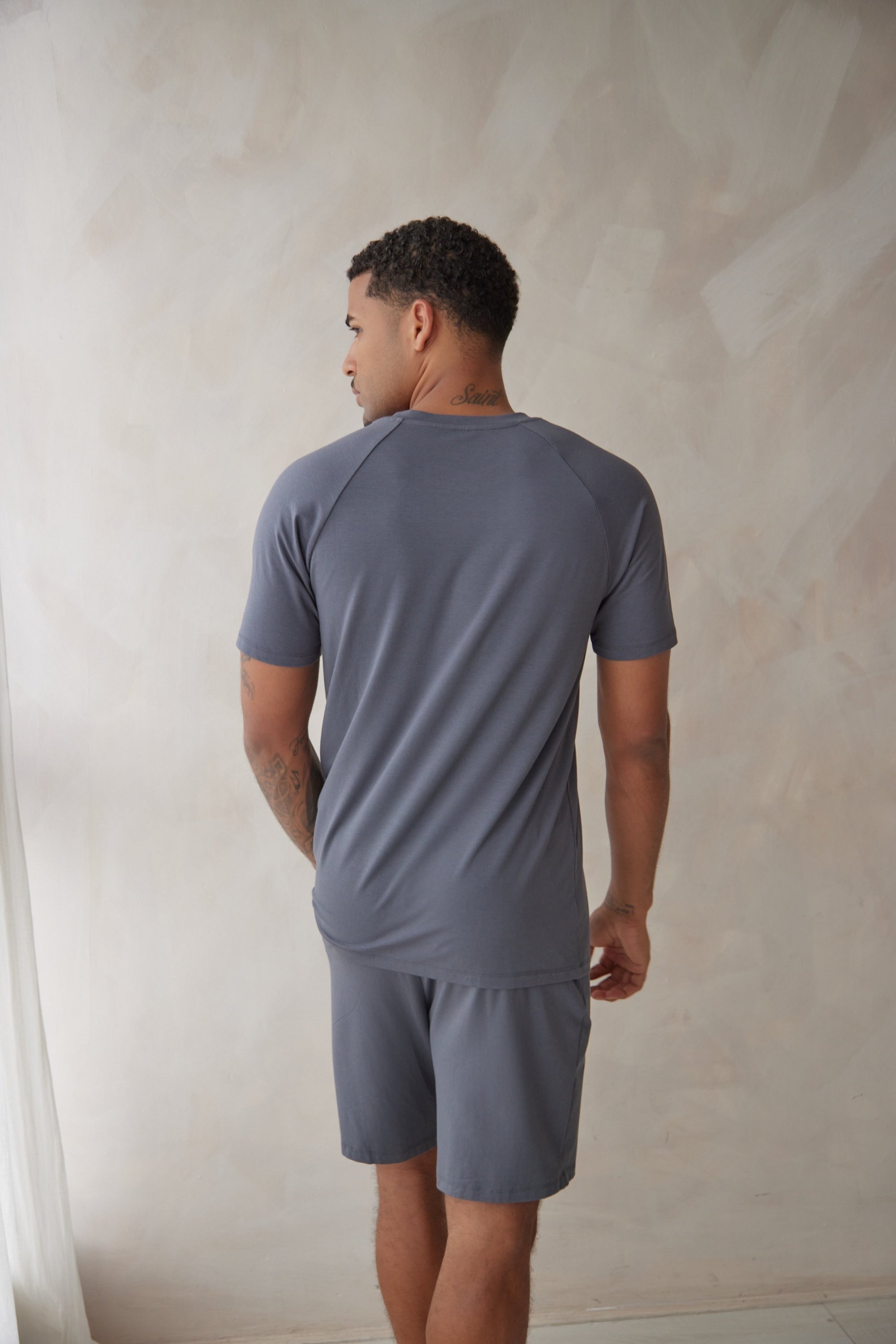 SD MAN Charcoal Grey t-shirt and short bamboo set