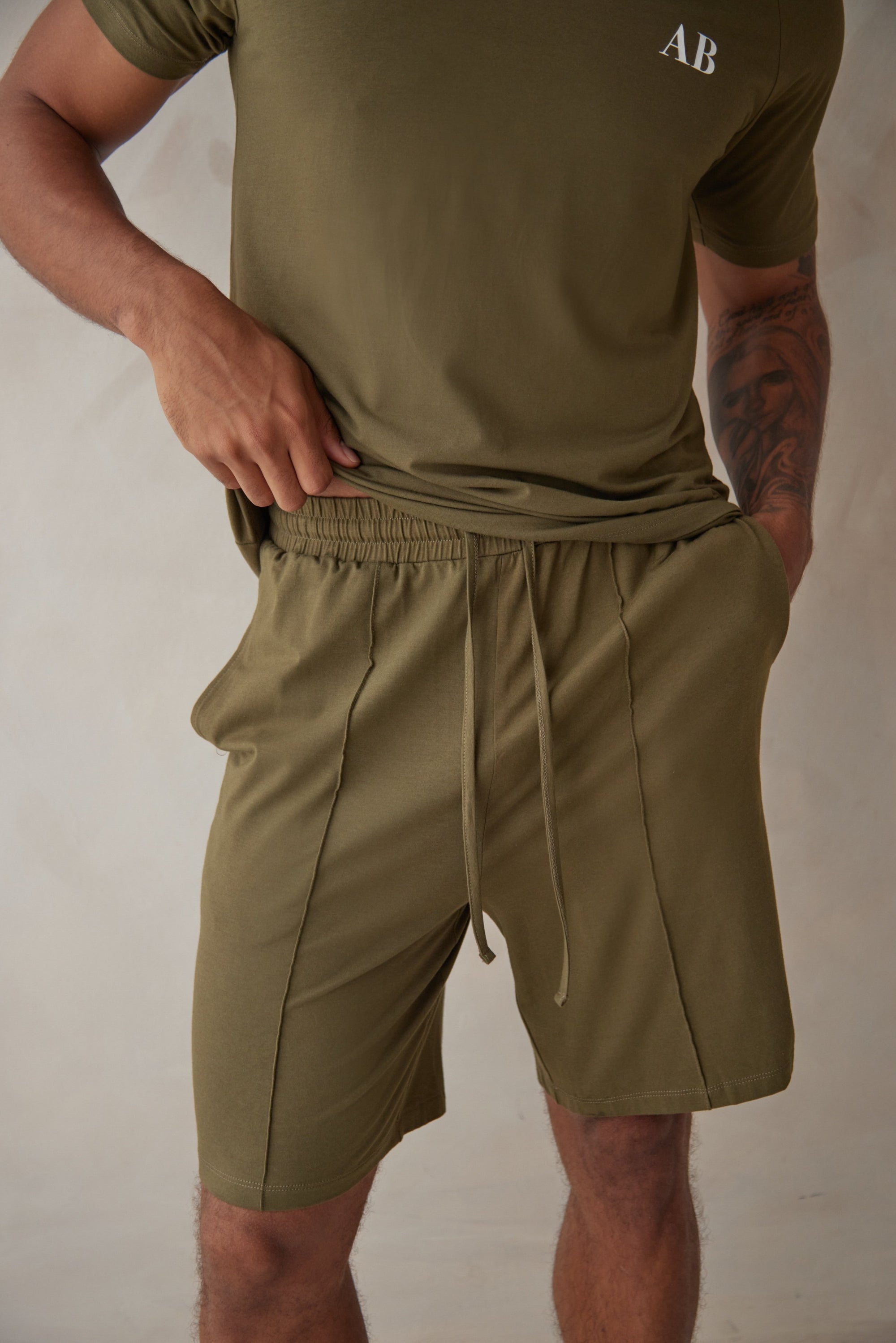 SD MAN Olive Green t-shirt and short bamboo set