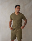 SD MAN Olive Green t-shirt and short bamboo set
