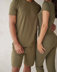 SD MAN Olive Green t-shirt and short bamboo set