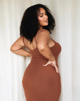 Chestnut Brown Bamboo Rib Maxi Lounge Dress