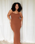 Chestnut Brown Bamboo Rib Maxi Lounge Dress