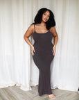Espresso Brown Bamboo Rib Maxi Lounge Dress