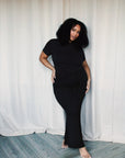 True Black drawstring bamboo maxi lounge skirt