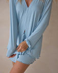 Blueberry Cloud Bamboo Rib Shirt Style Top