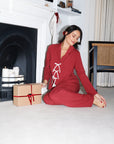 Rich Merlot Bow Long Sleeve shirt style