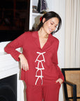 Rich Merlot straight leg drawstring trousers
