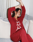 Rich Merlot Bow Long Sleeve shirt style