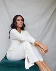 Soft Ivory Long Sleeve V-neck t-shirt
