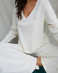 Soft Ivory Long Sleeve V-neck t-shirt