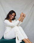 Soft Ivory Long Sleeve V-neck t-shirt