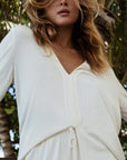 Soft Ivory Bamboo Rib Shirt Style Top