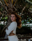 Soft Ivory Bamboo Rib Shirt Style Top