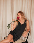 True Black V-Neck Sleep Dress