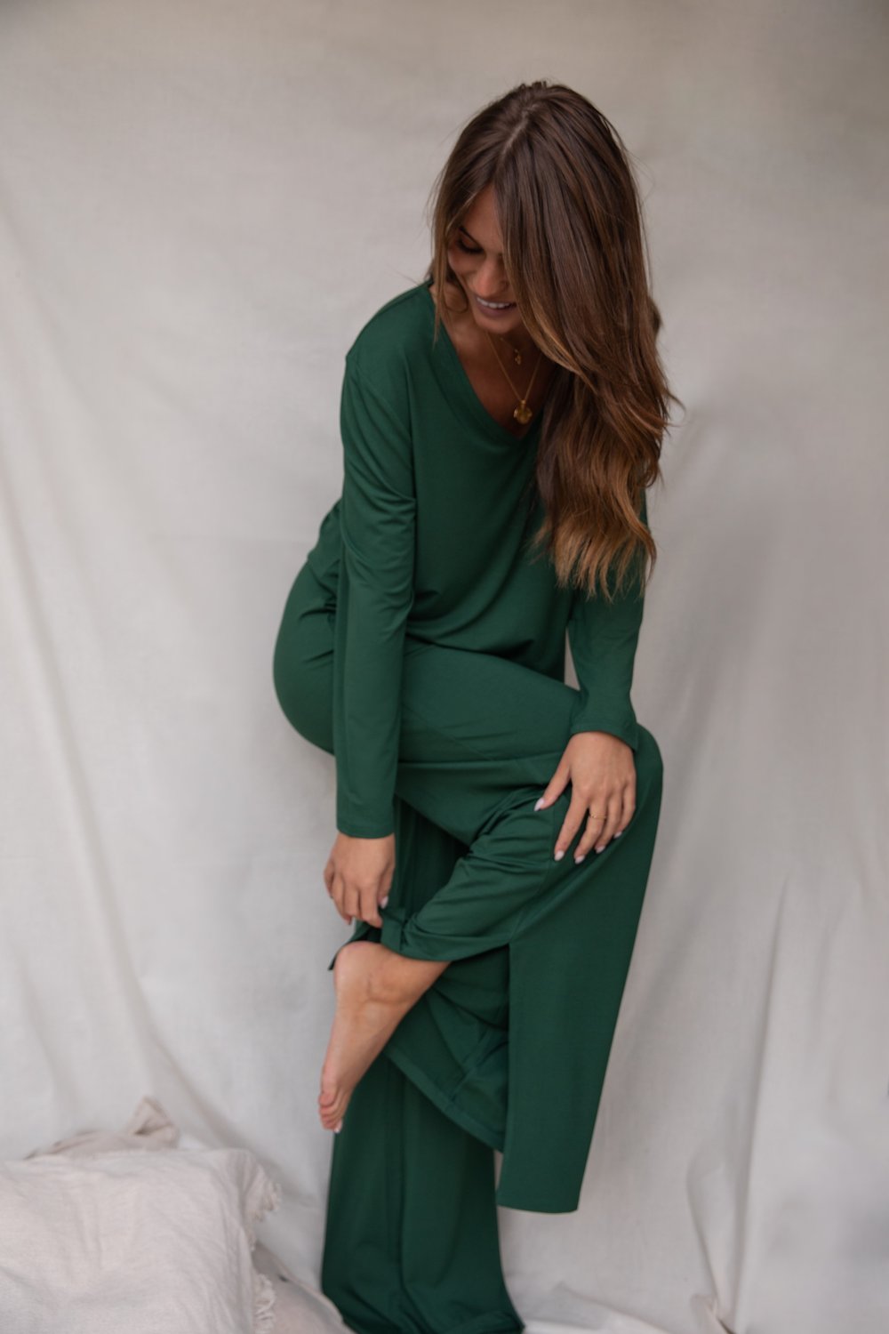 LIMITED EDITION Deep Forest drawstring wide-leg trousers